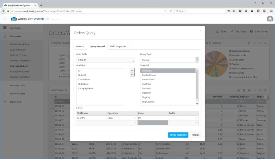 screenshot of Worksheet Systems